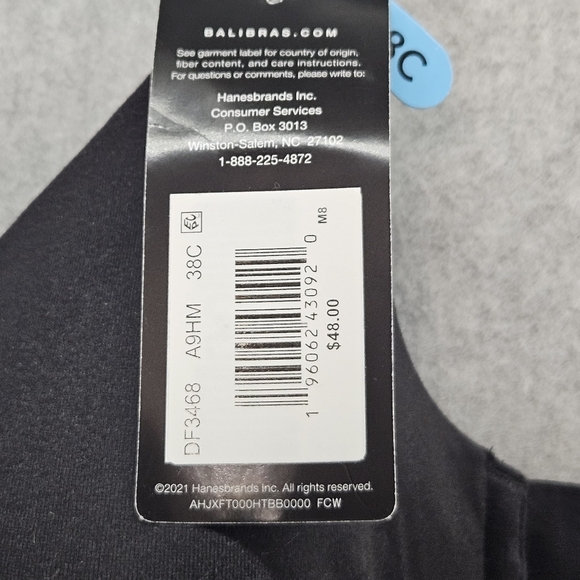 Bali Comfort Bra Cool Comfort Fabric Lace Accent Underwire Foam Cups Size 38C - Picture 8 of 8